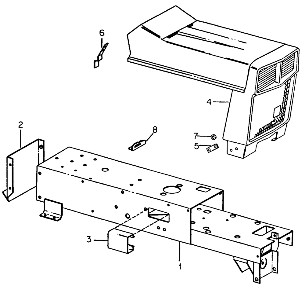 Drawbar, Engine Mount, Hood Grille And Frame Diagram and Parts List for 382 383-0350028U-0350029U-0350032U-0350033U-0350036U-0350037U-132100-132399-132383100-133100-133399-133383100-134100-134399-134383100 Cub Cadet Lawn Tractor